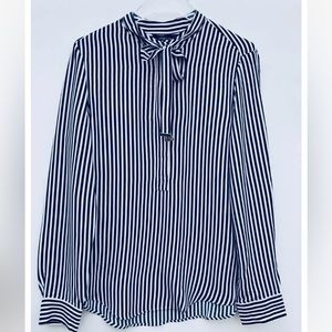 Zara Navy Striped Blouse XS